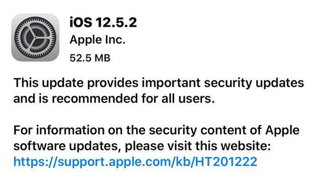 北湖苹果手机维修分享iOS12.5.2发布，建议所有老苹果用户安装 
